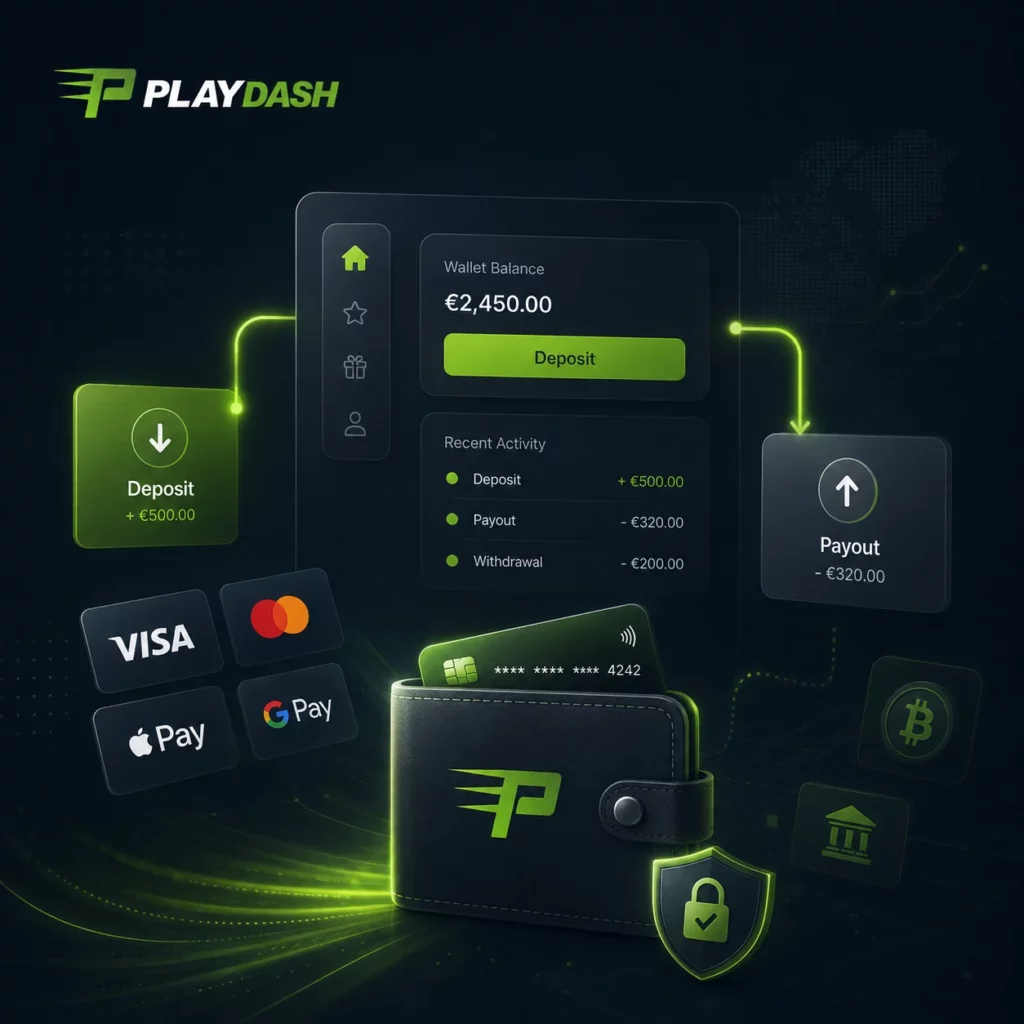 PlayDash deposit and withdrawal options with digital wallet and payment methods
